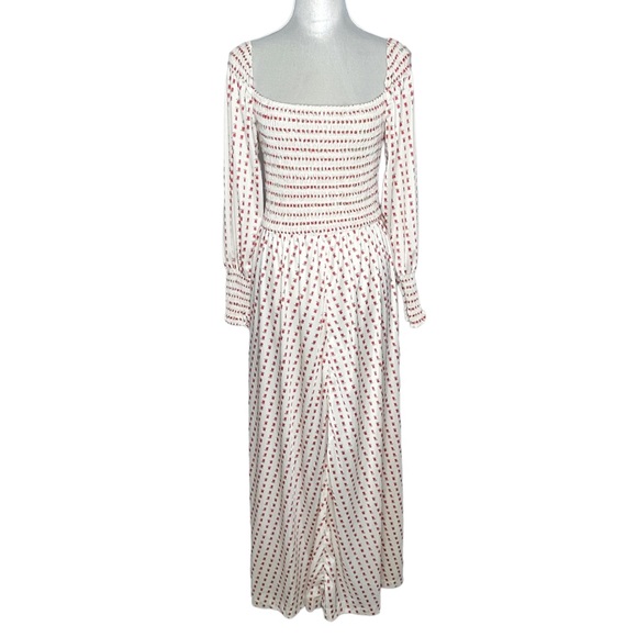 Vintage 60s 70s Rare Denise Are Here Tulip Print Elastic Ruched Maxi Dress Small - Picture 3 of 11